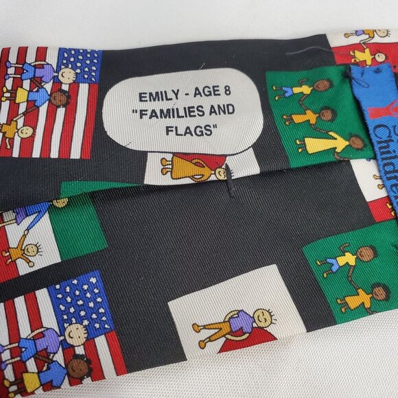 "Save The Children" Mens Tie Families & Flags Designed Necktie By Emily Age 8 - Picture 4 of 4